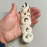 Large 15cm Maori Double Manaia Bone Necklace - ShopNZ