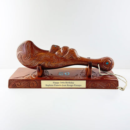 Large 46cm Carved Maori Wahaika on Stand - ShopNZ