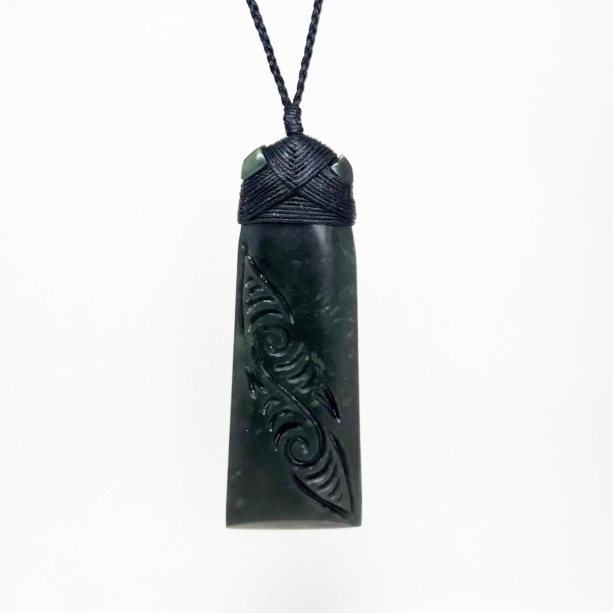 Large 96mm Genuine NZ Greenstone Toki Necklace with Surface Carving - ShopNZ