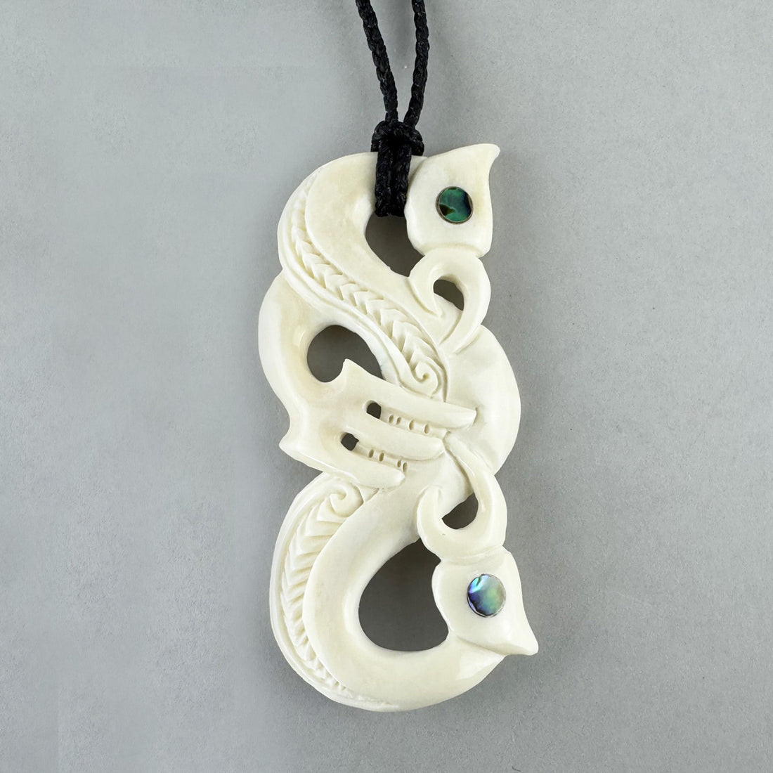 Large Double Headed Cow Bone Māori Manaia Necklace - ShopNZ