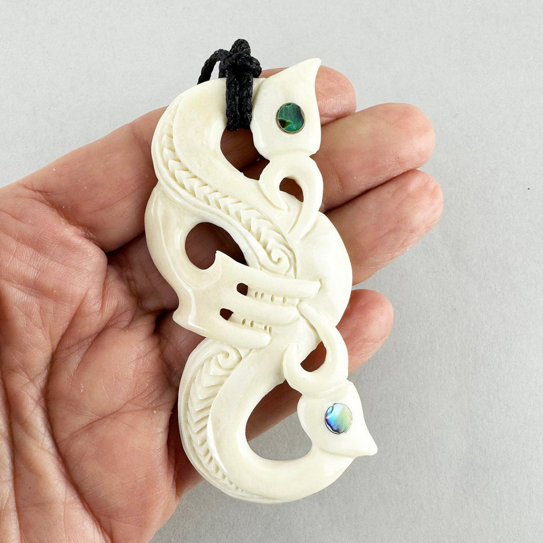 Large Double Headed Cow Bone Māori Manaia Necklace - ShopNZ