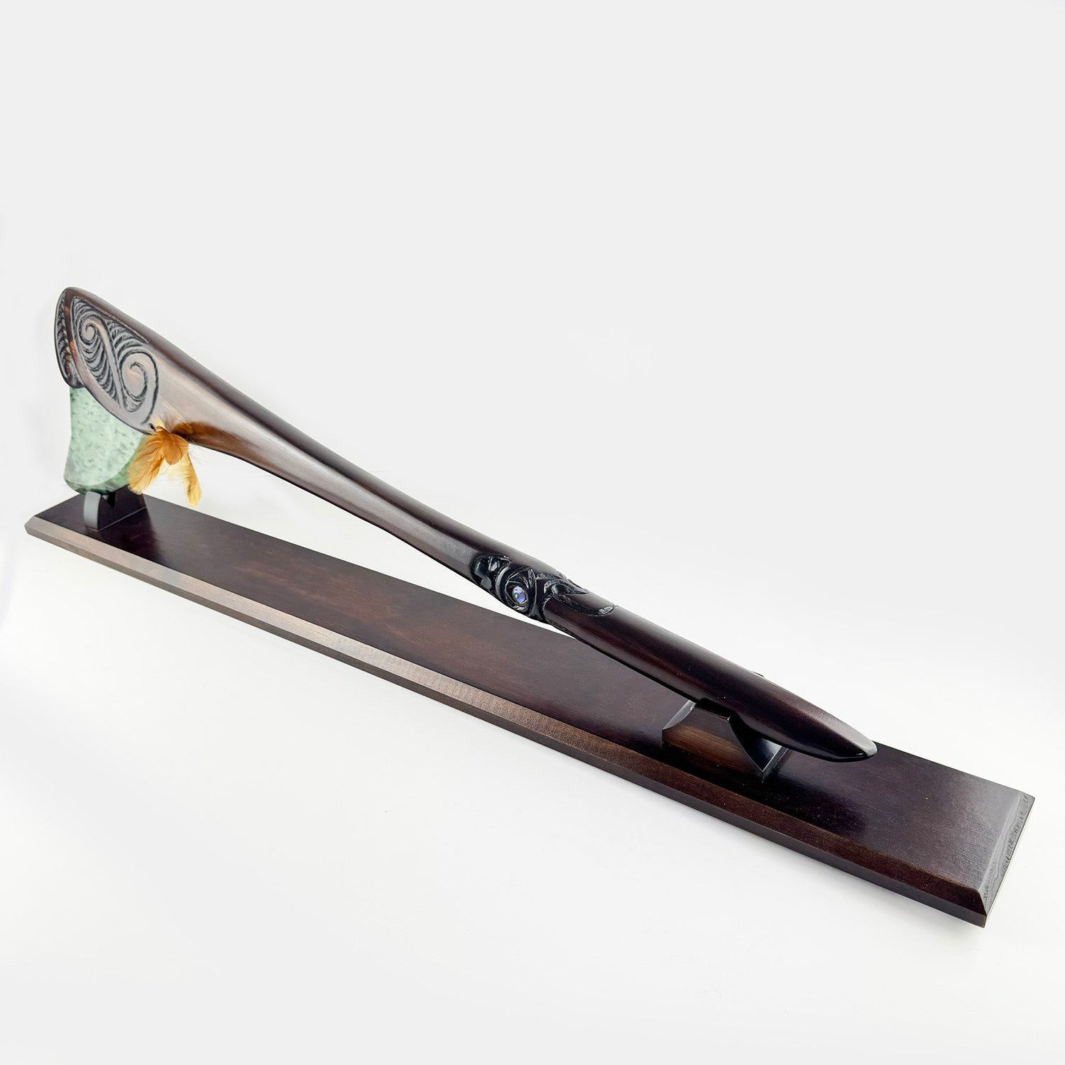 Large Maori Tewhatewha on Stand with Greenstone Blade - ShopNZ