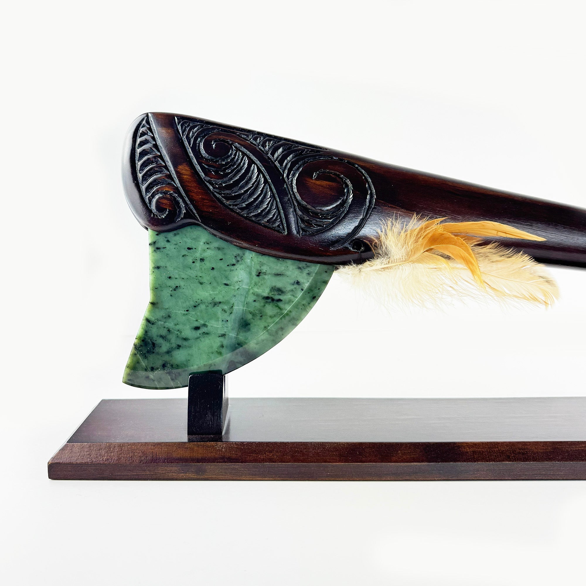 Large Maori Tewhatewha on Stand with Greenstone Blade - ShopNZ