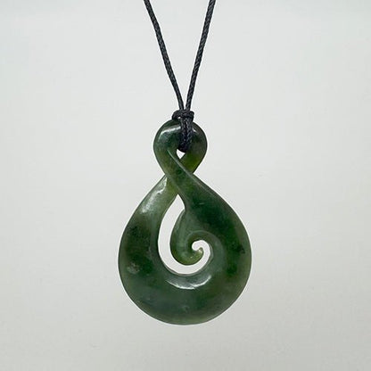 Large NZ Greenstone Twist with Koru Necklace - ShopNZ