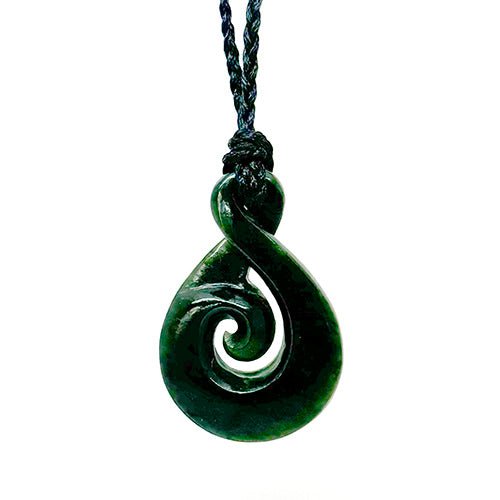 Large NZ Greenstone Twist with Koru Necklace - ShopNZ