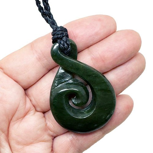 Large NZ Greenstone Twist with Koru Necklace - ShopNZ