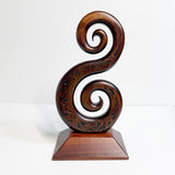 Large NZ Maori Carved Wooden Double Koru Trophy - ShopNZ