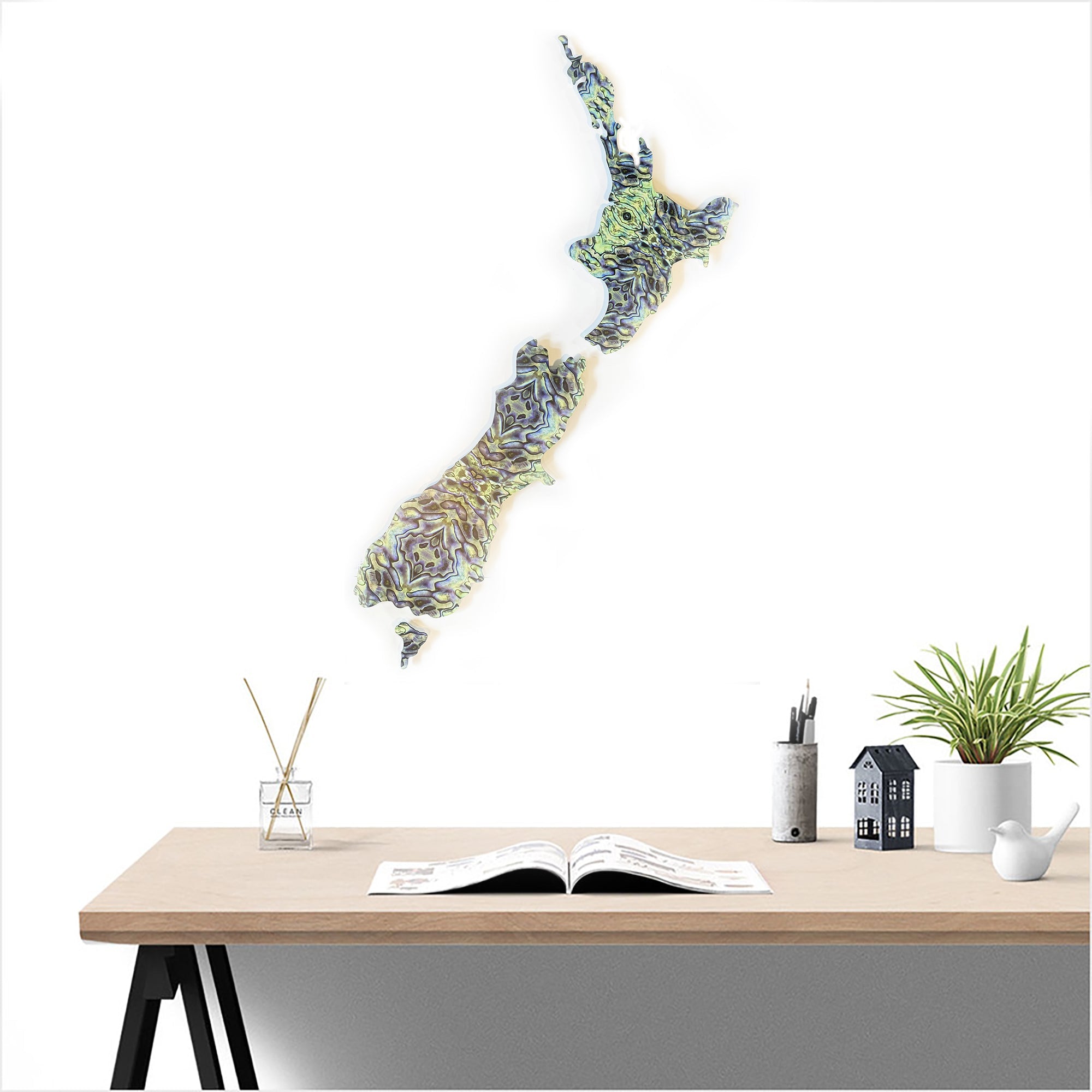Large Paua Map of New Zealand Wall Art - ShopNZ