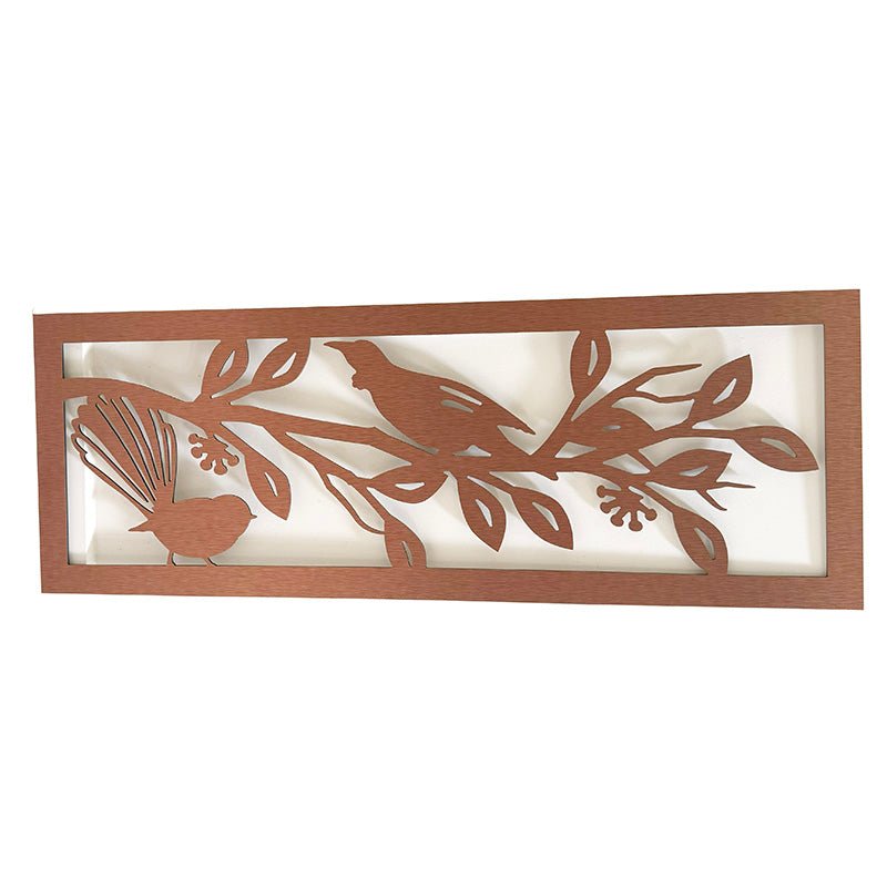 Large Tui and Fantail on Pohutukawa Wall Panel - ShopNZ