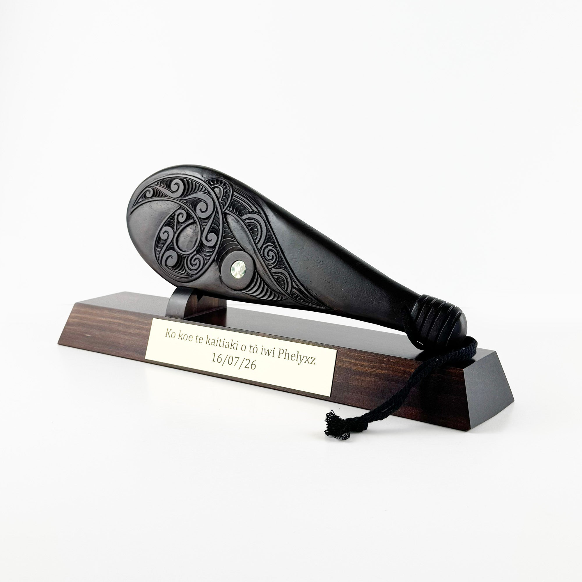 Mahogany Maori Patu on Stand - engraving optional - ShopNZ