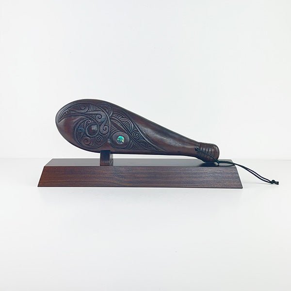 Mahogany Maori Patu on Stand - engraving optional - ShopNZ