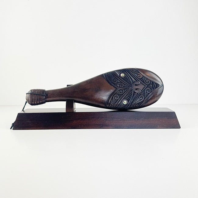 Mahogany Maori Patu with Stylised Wheku Face Carving and Optional Engraving and Gift Box - ShopNZ