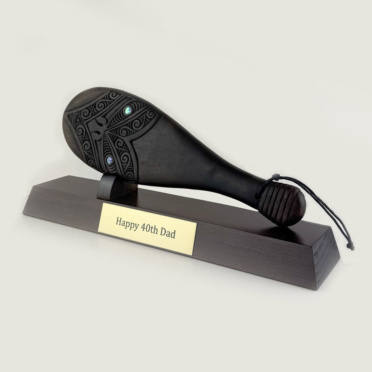 Mahogany Maori Patu with Stylised Wheku Face Carving and Optional Engraving and Gift Box - ShopNZ