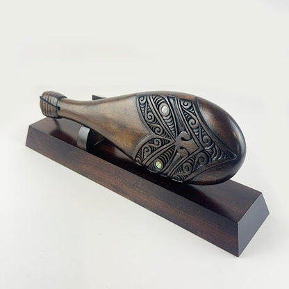 Mahogany Maori Patu with Stylised Wheku Face Carving and Optional Engraving and Gift Box - ShopNZ