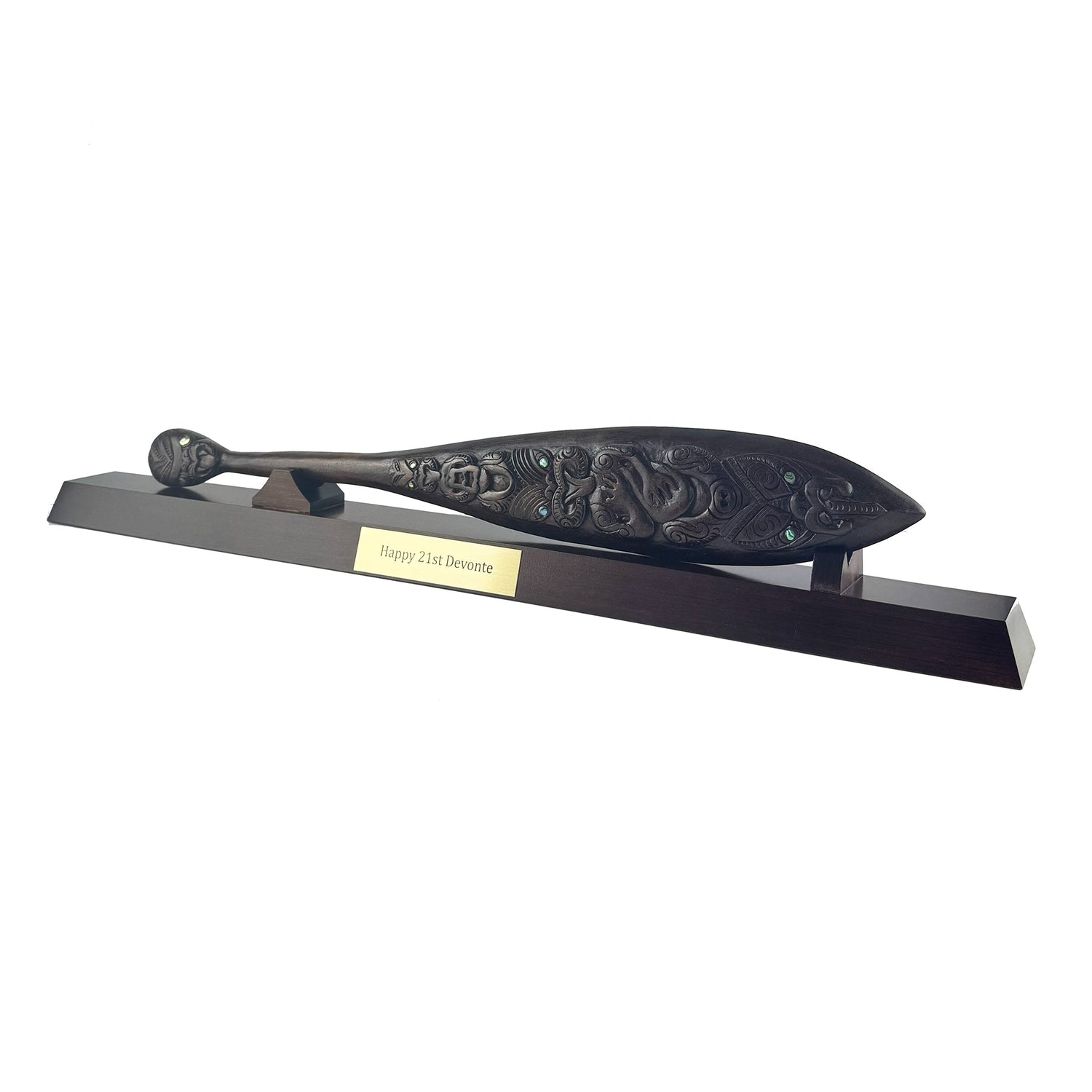 Mahogany Maori Waka Hoe Paddle with Optional Stand - ShopNZ