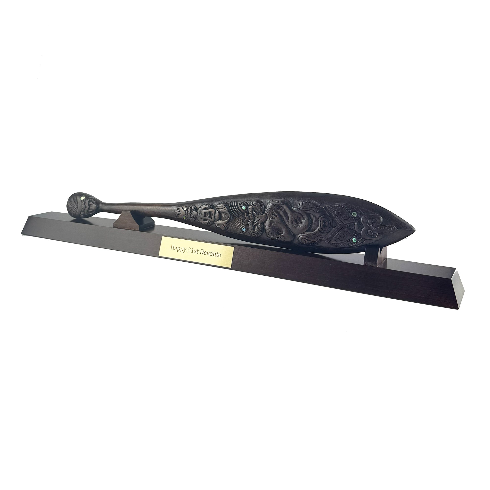 Mahogany Maori Waka Hoe Paddle with Optional Stand - ShopNZ