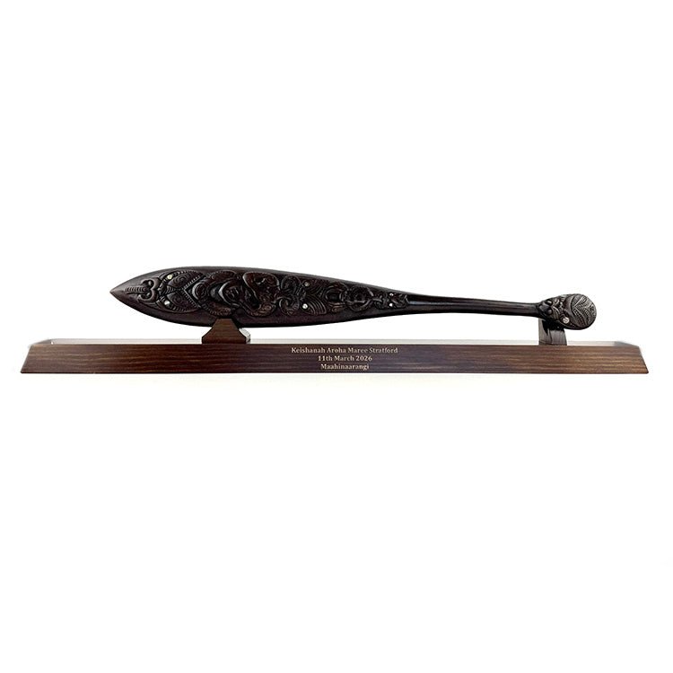 Mahogany Maori Waka Hoe Paddle with Optional Stand - ShopNZ