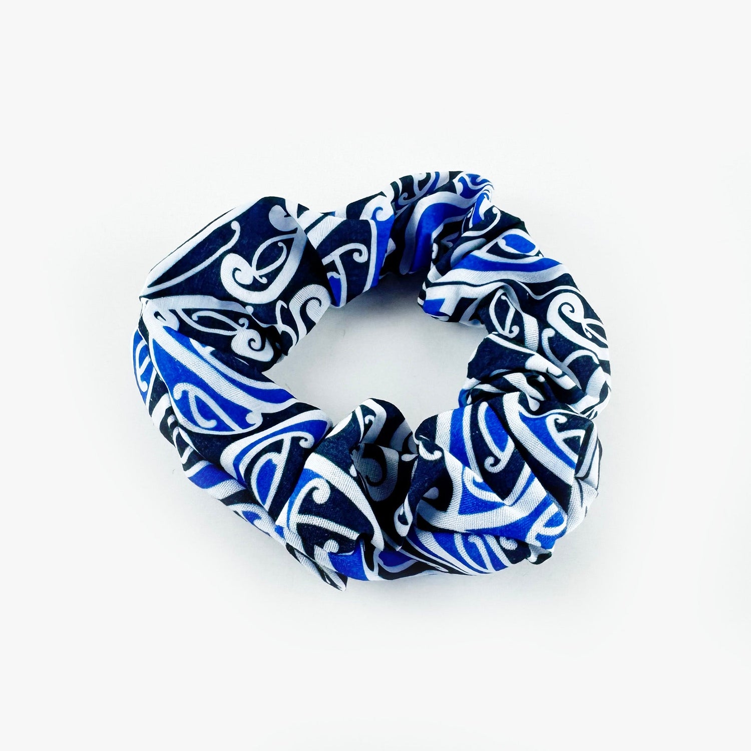 Māori Blue Koru Hair Scrunchie - ShopNZ