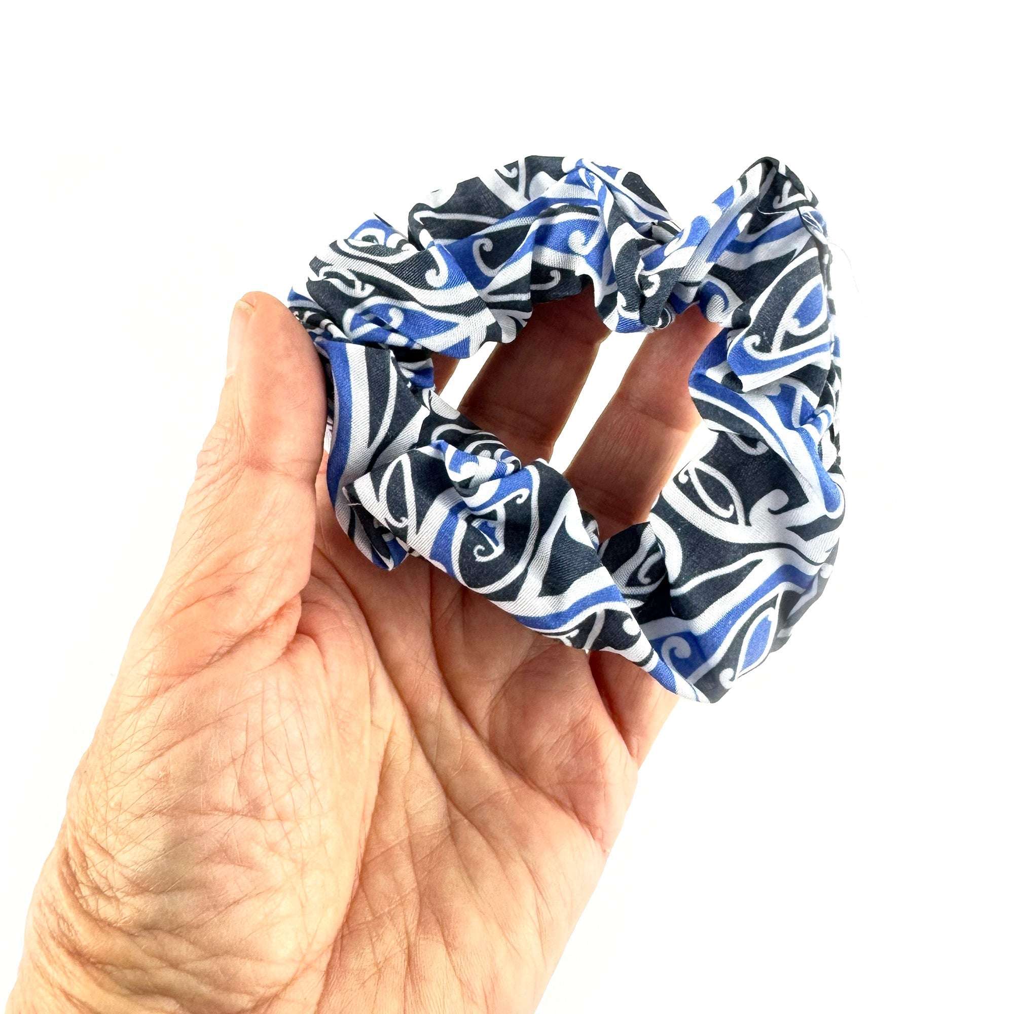 Māori Blue Koru Hair Scrunchie - ShopNZ