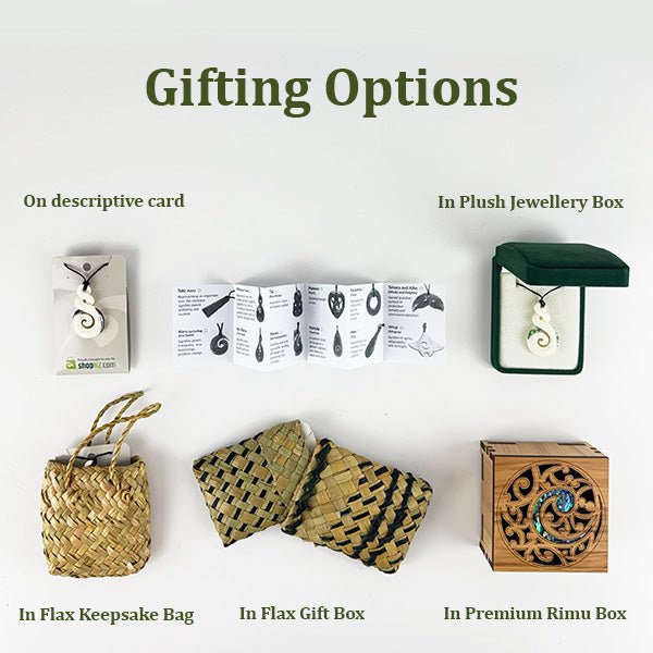 Maori Bone Double Twist Necklace with Carving and Paua Trim - ShopNZ