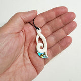 Maori Bone Hook Necklace with Twist Koru and Paua - ShopNZ