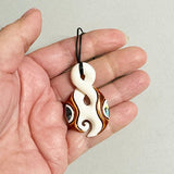 Maori Bone Single Twist Necklace with Paua and Stain - ShopNZ