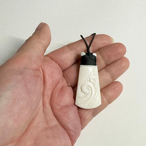 Maori Bone Toki Necklace with Koru - ShopNZ