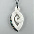 Maori Bone Twist Pendant with Inner Koru and Paua Trim - ShopNZ