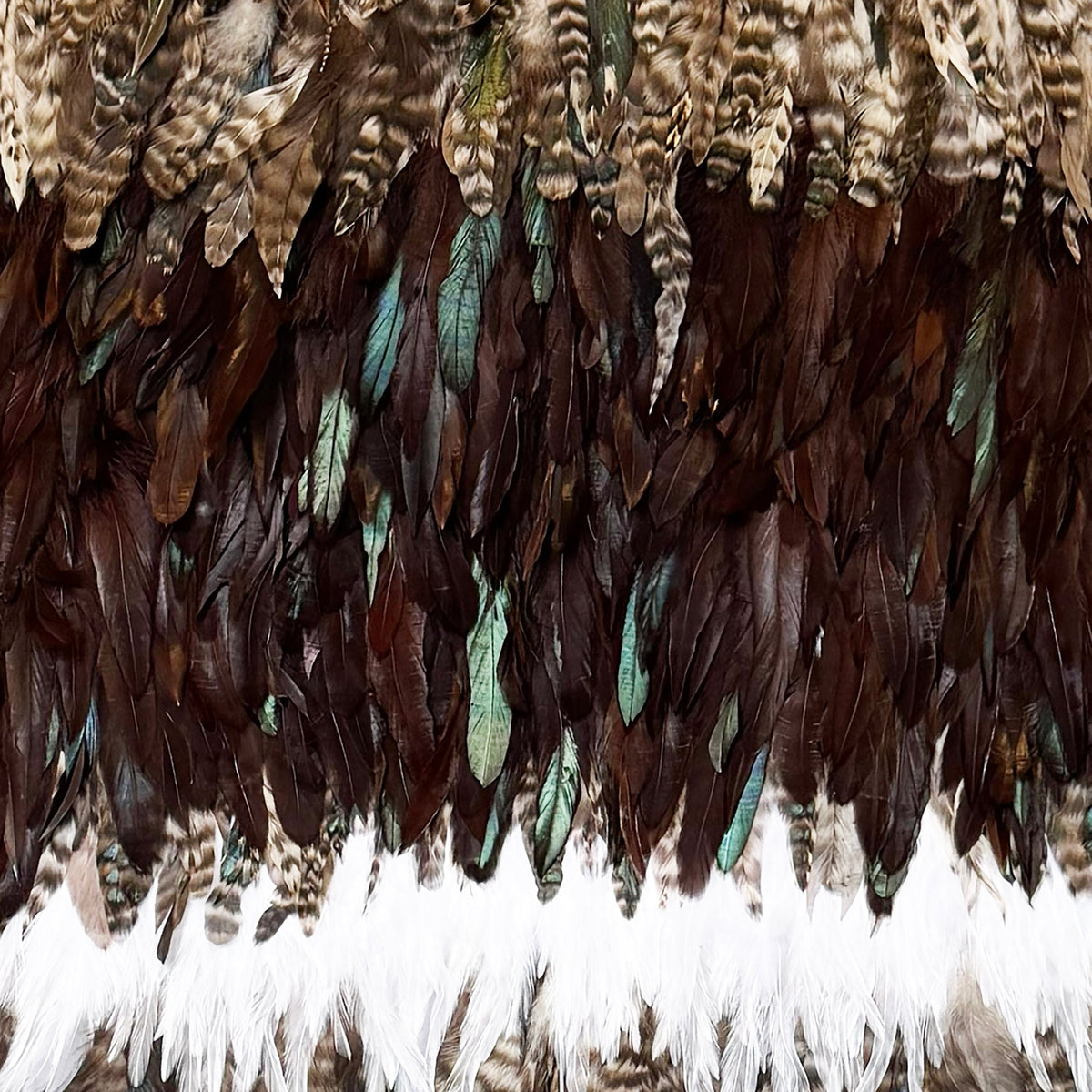 Maori Feather Korowai - Black Brown White and Jade - ShopNZ