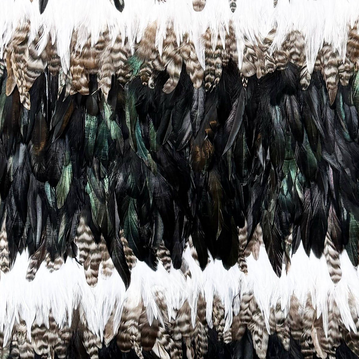 Maori Feather Korowai - Black Brown White and Jade - ShopNZ