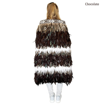 Maori Feather Korowai - Black Brown White and Jade - ShopNZ