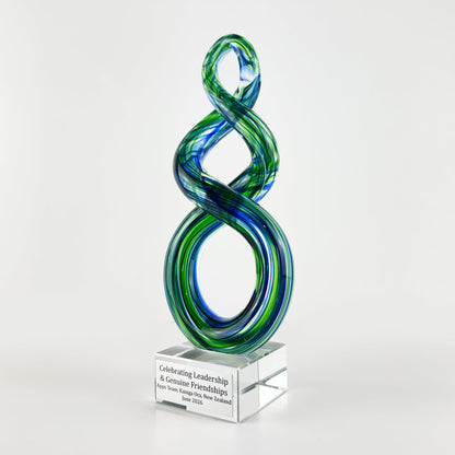 Maori Glass Double Twist Pikorua Trophy Ornament - ShopNZ