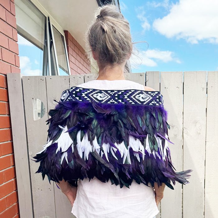 Maori Korowai Cape in Purple and White - ShopNZ