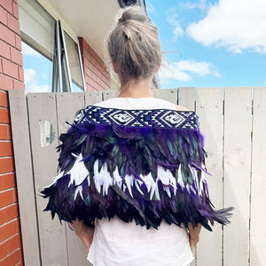 Maori Korowai Cape in Purple and White - ShopNZ