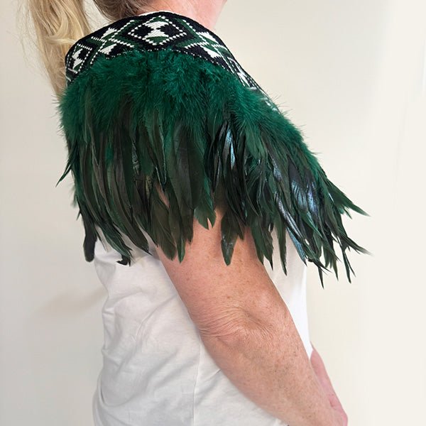 Maori Short Korowai in Forest Green - ShopNZ