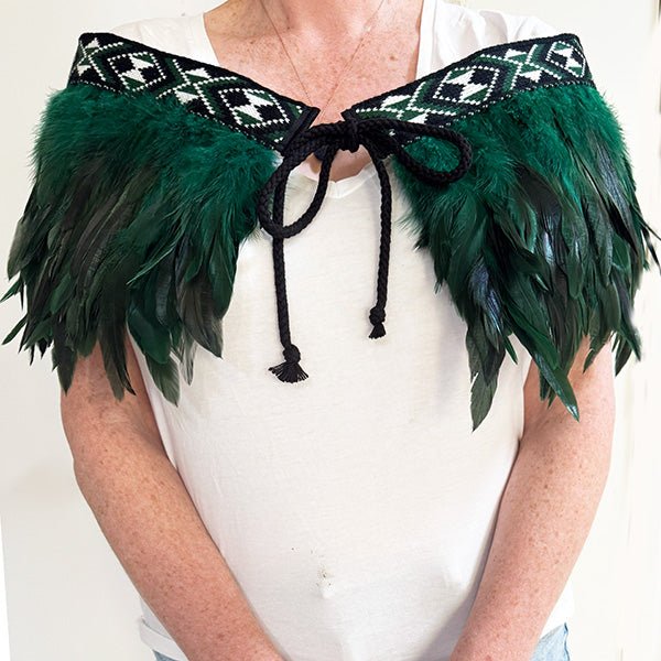 Maori Short Korowai in Forest Green - ShopNZ