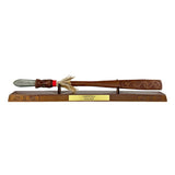 Maori Taiaha With Greenstone Tongue on Stand - ShopNZ