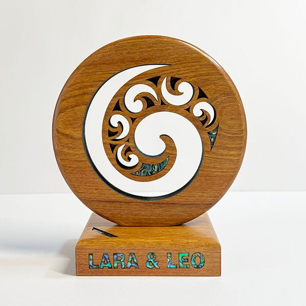 Maori Wood Carving Koru Design Trophy - ShopNZ