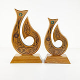 Matau Fish Hook Maori Wood Carving Pacific Rimu Trophy - ShopNZ