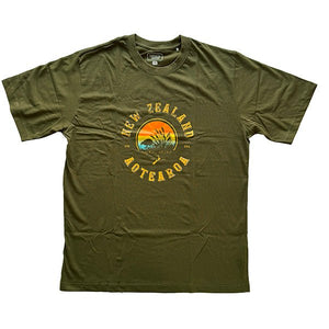 Mens Khaki NZ Aotearoa Kiwi Souvenir T-shirt - ShopNZ