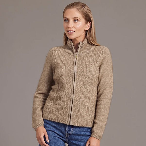 Merino Possum Silk Zip Cable Jacket - ShopNZ