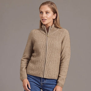 Merino Possum Silk Zip Cable Jacket - ShopNZ