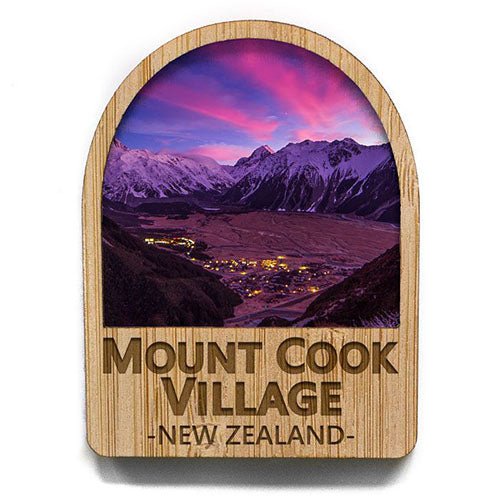 Mt Cook Village NZ Bamboo Fridge Magnet - ShopNZ
