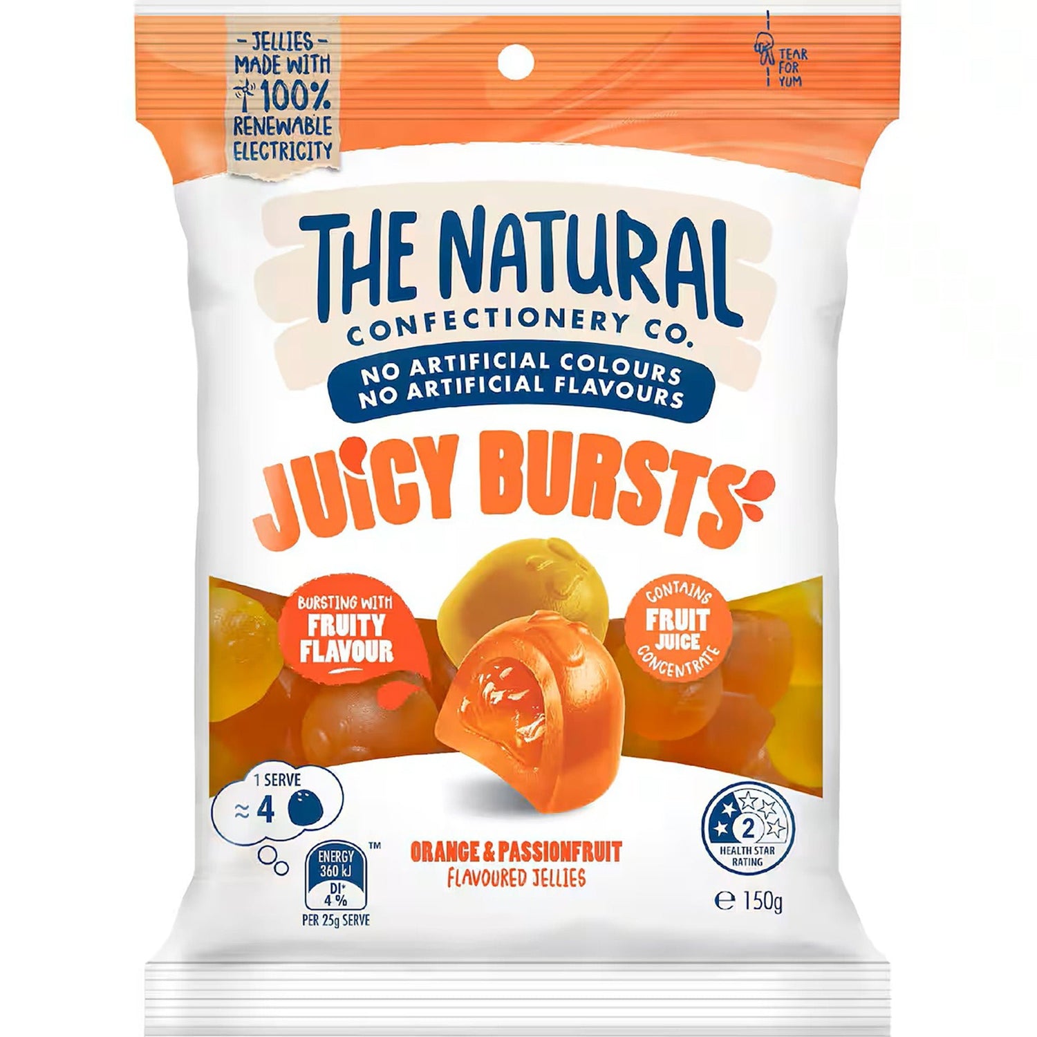 Natural Confectionery Co Juicy Bursts Orange Passionfruit Candy - ShopNZ