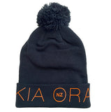Navy New Zealand Kia Ora Maori Beanie Hat - ShopNZ
