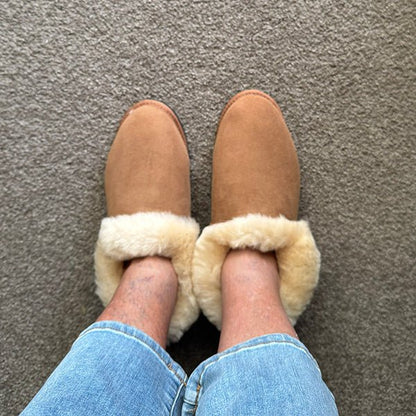 New Zealand Sheepskin Slippers with Roll Collar - ShopNZ