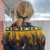 Ngati Whatua or Taranaki Short Gold Korowai Cape - ShopNZ
