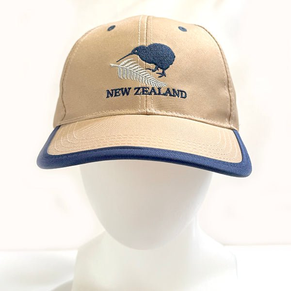 NZ Fern and Kiwi Tan Cap with Navy Trim - ShopNZ
