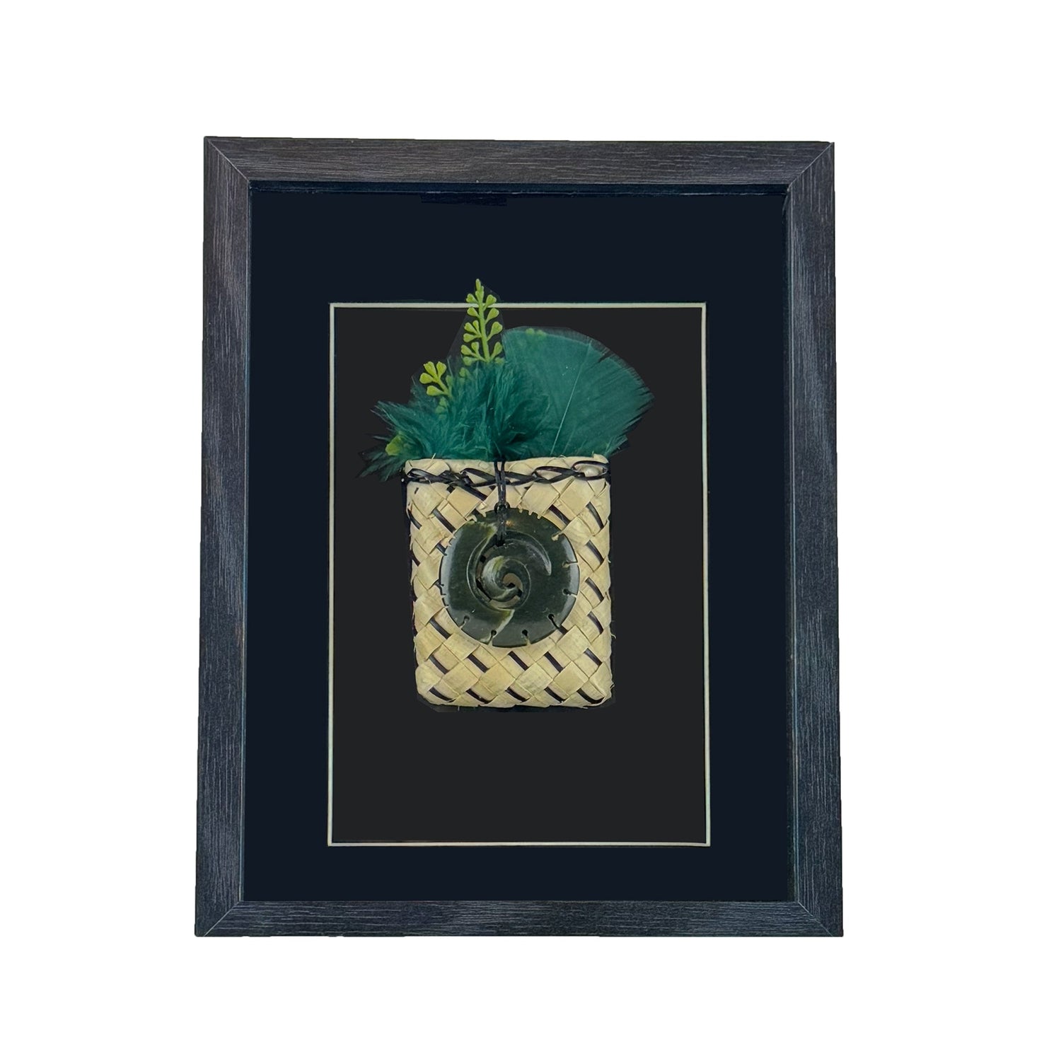 NZ Greenstone Koru Necklace Wall Art Shadow Box - ShopNZ