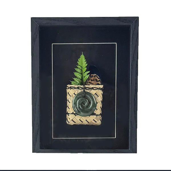 NZ Greenstone Koru Necklace Wall Art Shadow Box - ShopNZ